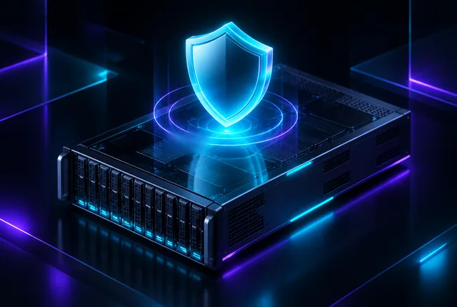 3D rendering of a secure website care plan server with managed hosting and backups