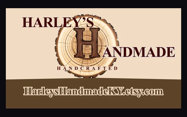 A business card Jeff designed and produced for Harley's Handmade, a Kentucky woodshop client